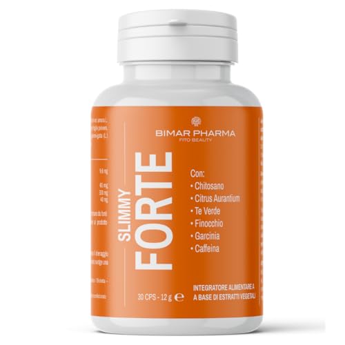 Bimar Pharma Slimmy Forte – Brucia Grassi con Chitosano, Garcinia, Tè Verde e Caffeina – Controllo Fame e Metabolismo – Integratore Naturale Made in Italy – 30 Capsule