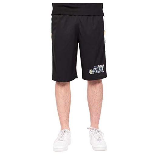 Ultra Game NBA Utah Jazz Mens Mesh Basketball Shorts, Black, Small