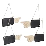 JUMPLAWN Juego de 4 Pizarras Colgantes de Madera con Forma de Mano Izquierda y Derecha Pizarra Borrable Reutilizable Decoración Vintage para Cocina Restaurante Boda y Hogar
