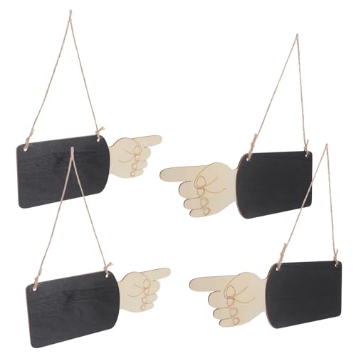 Garneck 4 Pizarras de Madera Colgantes Borrables, con Forma Mano Izquierda y Derecha, Decoración Vintage Rústica para Puertas, Paredes y Eventos, Tablero de Notas Reutilizable para Hogar