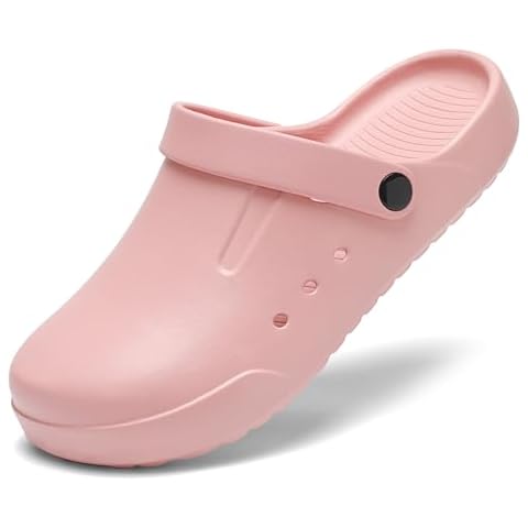 Nihaoya Clogs for Men Womens Garden Shoes Slip On Nursing Shoes Women Comfortable Outdoor Beach Sandals Pink Male 7-8 Famale 7.5-8.5 Cover