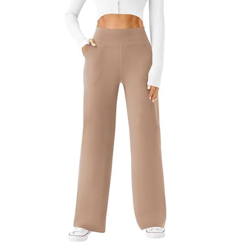 DLOODA Womens Wide Leg Sweatpants Interior Drawstring Baggy Sweat Pants with Pockets Elastic Waisted Lounge Casual Trousers Black X-Small