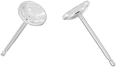 4 Pairs Sterling Silver Stud Post Earring with Glue on 5mm Pearl/Bead Cup