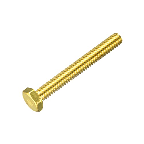 Image of uxcell Brass Hex Bolts, 1 /4-20x2 1pcs Fully Thread Grade 4.8 Solid Brass Hexagon Head Bolt Machine Screws for Machinery