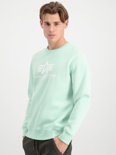 Alpha Industries Herren Basic Pullover Sweatshirt, Blickdicht, Mint, M – Ansicht 5