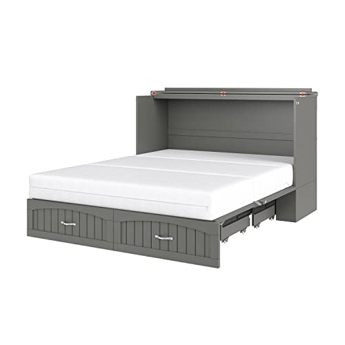 AFI, Southampton Full Size Murphy Bed Chest with Mattress, Storage Drawer and Built-in USB Charger, Grey - Thumbnail 6