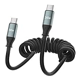 W&X SCHUGS 240W Coiled USB C Cable, for Android Auto & CarPlay Cable, USB Cto USB C Cable Compatible with iPhone 17/16/15, Sam Galaxy S25/S24/S23 A15/A14, Google Pixel 9/8, Black 6.2FT