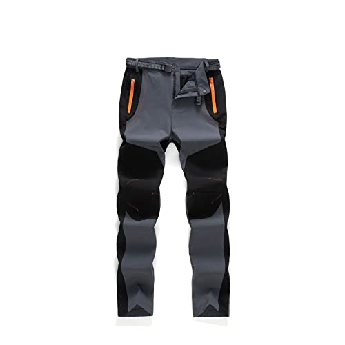 CLSQLXYJZC Softshell Ski Trousers Men's, Spring Autumn Outdoor Sports Quick Dry Mountaineering Waterproof Stretch Snowboard Pants, for Hiking Walking Skiing Pants (Color : Gris, Size : Small)