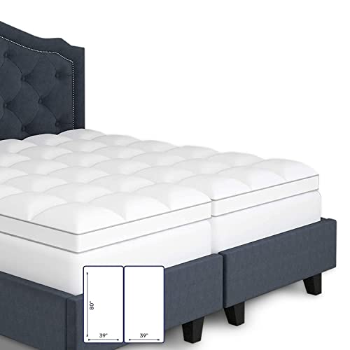 Sleep Mantra 100% Cotton Mattress Topper Twin XL Size - Premium Quality Cooling Mattress Topper Twin XL - Deep Pocket Fit up to 20 inch - Extra Soft Highly Breathable & Plush Quilted Down Fill (White)