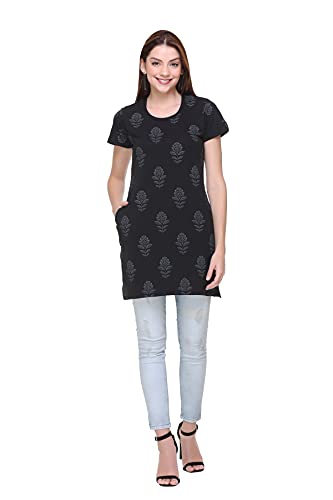 Image of In Love Women's Printed Cotton Plus Size Longline T-Shirt Half Sleeve with Pockets Pack of 2