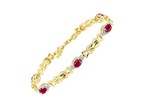 Image of RYLOS Bracelets for Women Yellow Gold Plated Silver Love Knot Tennis Bracelet Gemstone & Diamonds Adjustable to Fit 7 inch-8 inch Wrist, 5 Gorgeous 6X4MM Jewelry for Women Friendship Bracelets