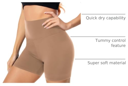 Image of FULLSOFT High Waisted Biker Shorts for Women-5 inch Tummy Control Fitness Athletic Workout Running Yoga Gym Shorts