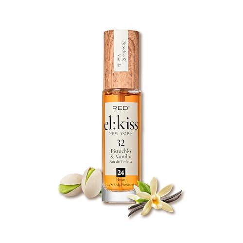 EL:KISS Hair Perfume & Body Mist, Pistachio & Vanilla Inspired by SDJ 62, Eau de Toilette 30mL (1.01 Fl Oz), Hydrating & Long-Lasting, Alcohol & Mineral Oil-Free, Jojoba/Argan Oil & Aloe Vera
