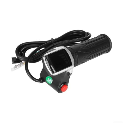Contenuto della confezione: un acceleratore elettrico per bicicletta da 60 V con display (pulsante) incluso nella confezione. Manopola acceleratore compatta nera (162 x 41 x 36,3 mm, 186,8 g) progettata per portare letture digitali alla tua bici elettrica.