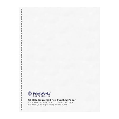 Papier de reliure pré-percé blanc 43 trous PrintWorks Professional pour documents haut de gamme