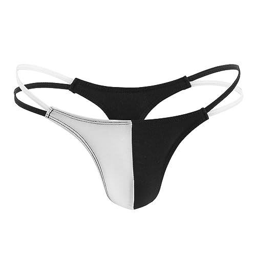 WenMei Men's Criss Cross Thong Underwear,Elastic Men G-String T-Back Thongs Low Waist Pouch Panties Suitable for 25-35 Inch