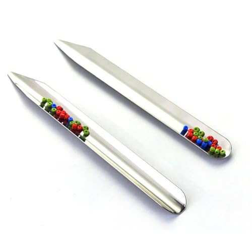 Stainless Steel Bead Scoops with Pointed Tips, Silver (2pcs)