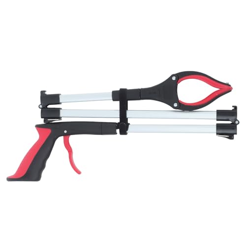 Pince de préhension pliable 3 volets ramasse déchet long manche aluminium