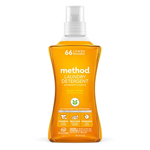 Method Laundry Detergent, Ginger Mango, 53.5 Ounces, 66 Loads, 1 pack, Packaging May Vary