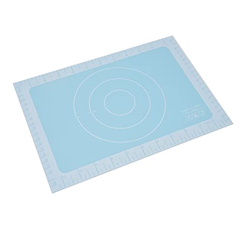 Nikou Tapis de cuisson pour macarons, en silicone, anti-adhésif, pour pain, biscuits, macarons, facile à nettoyer, fond bleu, 40 x 30 cm