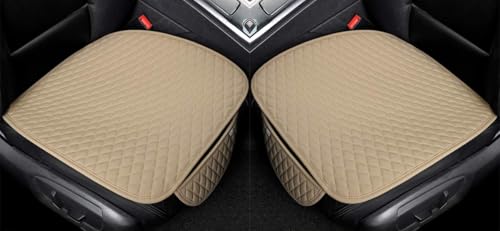 Image of BROGBUS Car Seat Cover for Front Seats Universal Fit for Car, SUV & Sedan Anti-Slip Soft Cushioned Seat Cover with Storage Pocket, Cream (2 Pieces)
