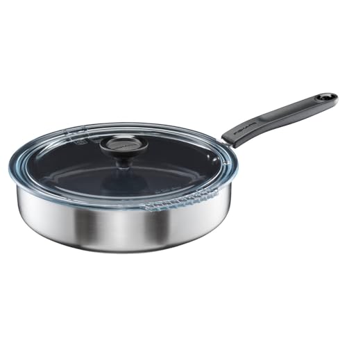 Padella con Coperchio àò 26 cm Rivestita Adatta a Tutti i Piani Cottura Acciaio Riciclato Functional Form 1072314 inox nero