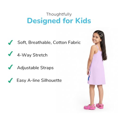 Image of YouGotPlanB Girls 100% Cotton A-Line Printed Dress | Above Knee Length Summer Frock | Soft & Breathable Casual Wear for Girls (Ages 3-14 Years)