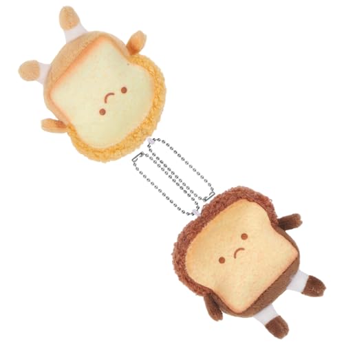 TOYANDONA 2pièces Mini Porte-clés Peluche Pain Toast Doux Et Léger Pendentif Sac Décoration Adorable Pour Cadeau Fille