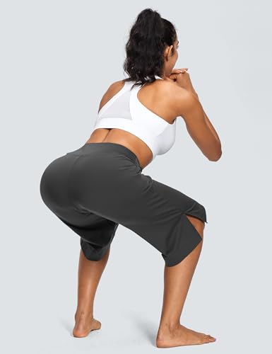 Image of ISEEGZ 15 inch /18 inch /21 inch Capri Pants for Women High Waist Wide Leg Yoga Capris with Pockets Stretchy Loose Fit Casual Workout