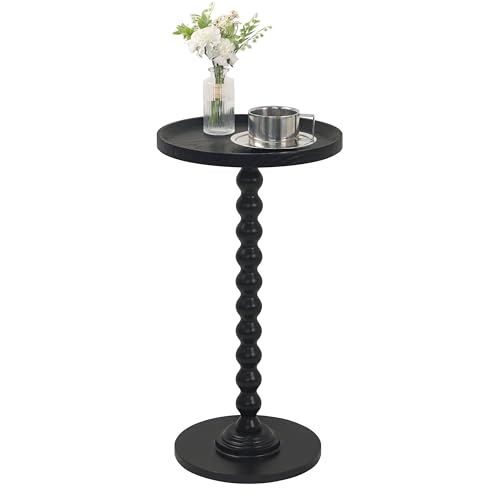 AWASEN Round Side Table, Small End Table for Small Spaces, Round Drink Accent Table Nightstand for Bedroom, Living Room, Corners, Office, Black