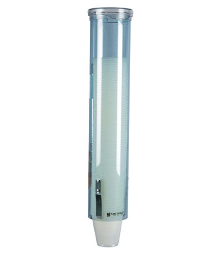 San Jamar C4160TBL Small Pull-Type Water Cup Dispenser, Fits 3 to 4-1/2 oz Cone Cups and 3 to 5 oz Flat Bottom Cups, Transparent Blue