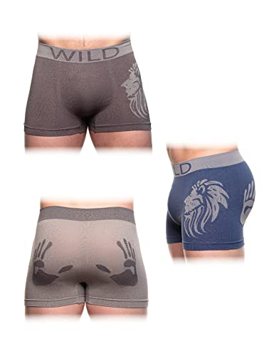 SIMALA Calzoncillos tipo bóxer para hombre, paquete de 3 unidades, con diseño urbano y apariencia, transpirables, elásticos y cómodos, para hombre, Gris Salvaje Marino/Gris, XL Cover
