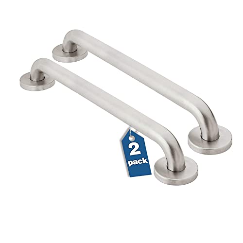 Image of KosmoCare 304 Grade Stainless Steel Wall Monted Safety Straight Grab Bar for Elderly for use in Toilet and Shower (19 mm Diameter X 12 inch Length) Pack of 2