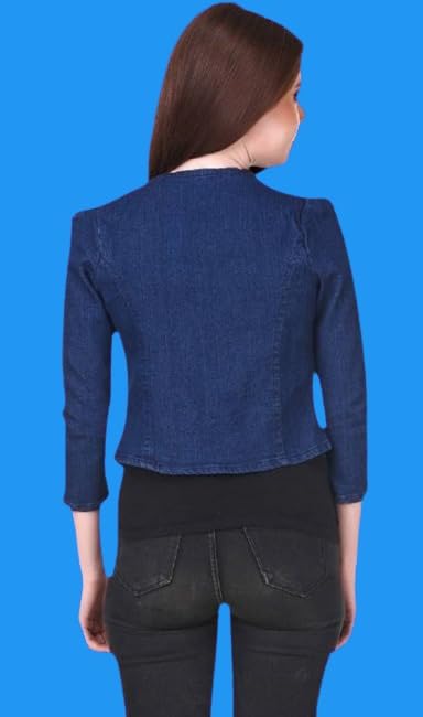 Image of Ootpatang Women's Denim Jacket, Blue, Button Front, Cropped Style