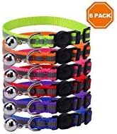 PAWCHIE Reflective Breakaway Cat Collar with Bell 6 Pcs Safety Quick Release Mixed Colors Adjustable 8-10 Inches