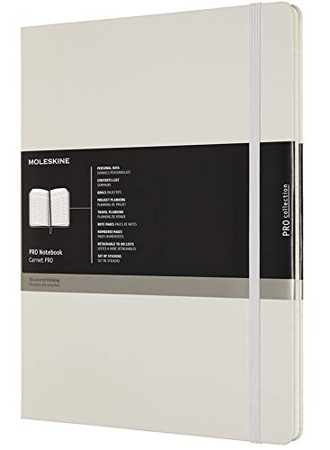 Moleskine PRO Notebook, Hard Cover, XXL (8.5" x 11") Professional Project Planning, Pearl Grey, 192 Pages (PROPFNTB7HG24)