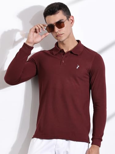 Image of Thomas Scott Men's | Solid | Full Sleeve | Regular Fit | Cotton Blend | Polo Collar | Casual Tshirt