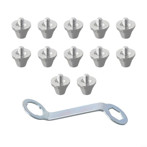 Emiif 12Pcs Football Studs Spikes Aluminum Alloy Replacement Non-Slip Boot Studs For Rugby Soccer Cleats(11mm)