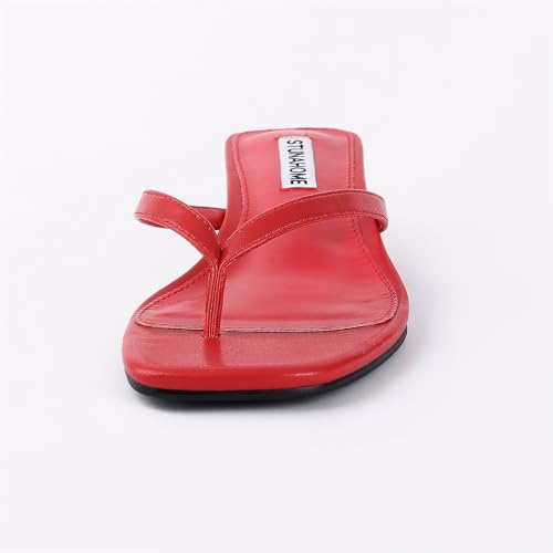 Image of STUNAHOME Kitten Heels Sandals for Women Cute Summer Square Open Toe 1.4 Inches Comfortable Thong Flip Flop Heels