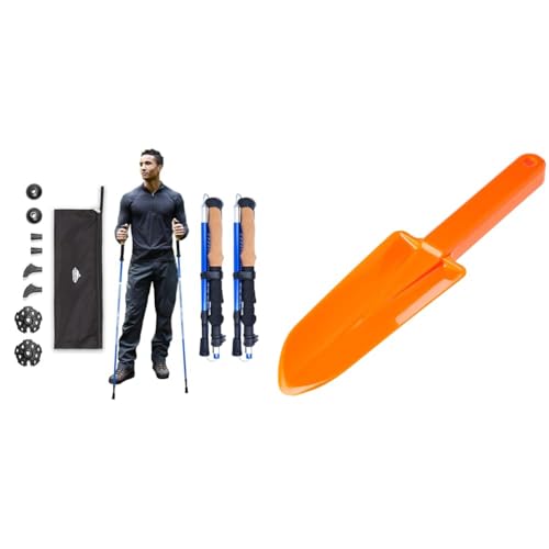 Cascade Mountain Tech Trekking Poles Blue Cork, Coghlans 8408 Trowel Back Packers Bundle