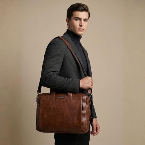 Image of VISMIINTREND Laptop Bags for Men Office Use | Stylish Leather Office, Messenger, Shoulder, Handbag | Fits 13 inch,14 inch, 15.6 Inch Laptops, Macbook | Corporate Gifts for Men, Women, Clients, Employees