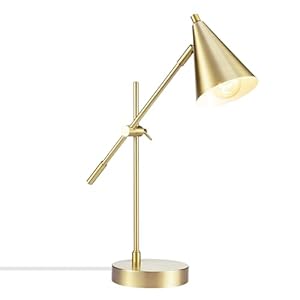 Globe Electric 52887 18″ Desk Lamp, Matte Brass, Adjustable Height, Balance Arm, Rotary Switch on Shade, Home Décor, Desk Lamps for Home Office, Home Office Accessories, Adjustable Lamp, Modern