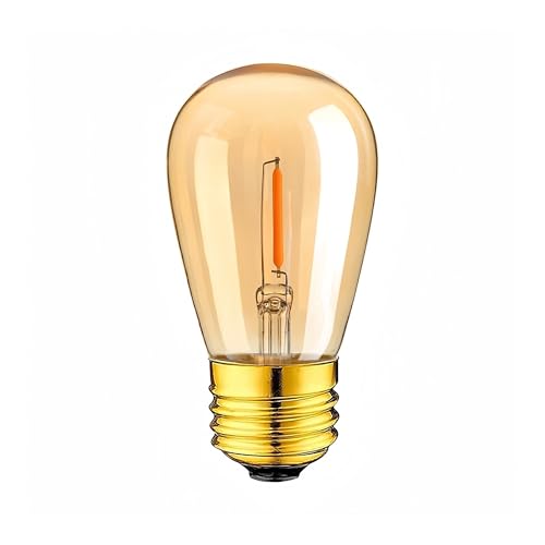 DingLingYU 4�� S14 ST45 220V-240V 2200K �����p�d�� ���O�G�W�\���d�� �����\ E27/E26�x�[�X �A���o�[ S14 ST45 LED�d���A���O�X�g�����O���C�g(1W (�V���O���t�B�������g))