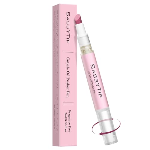 SASSYTIP Ceramic Cuticle Pusher & Oil Pen 2ml Rose/Lavender/Fragrance Free Scented Nail Care Pen Gentle Cuticle Remover for Dry & Damaged Nails Moisturize Strengthen Brighten (Pink)