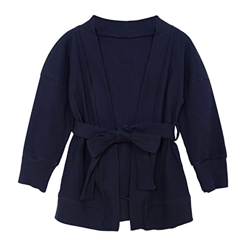 Kids Baby Girls Open Front Cardigan Sweaters with Belt Casual Knitted Top Fall Winter Outwear