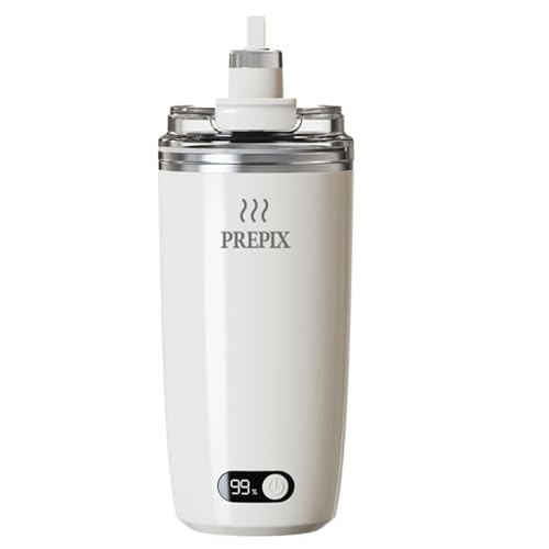 Prepix Self Stirring Mug, USB-C Rechargeable Automatic Mixing Coffee Mug, Stainless Steel Insulated Travel Mug with Electric Stirrer & Spill-Proof Lid, for Coffee, Hot Chocolate, Matcha & Tea, 14oz