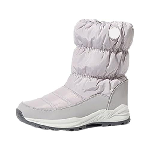 Damen Schneestiefel Isoliert Thermo Gefüttert Bequeme Slip-On Outdoor Schuhe für Kaltes Wetter Perfekt für Tägliche Freizeit und Reisen, silber, 40 EU