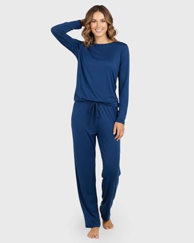 Image of Real Essentials 2 Pack: Women's Long Sleeve Pajama Sets - Soft Comfy 2 Piece PJ Set Matching Ladies Sleepwear (Plus Size)