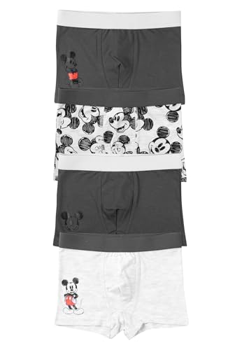 Disney Mickey Mouse Boxers pour garçons - sous-vêtements Enfants Boxer Gris (Pack de 4) (DE/NL/SE/PL, Numérique, 122, 128, Regular, Gris)