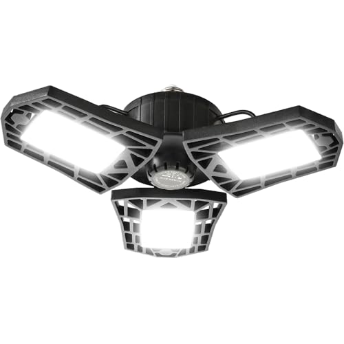 UNOSEKS 80W LED Lamps, Deformable Garage Light Lamps with 3 Adjustable Wings, E26 Shop LED Lamps